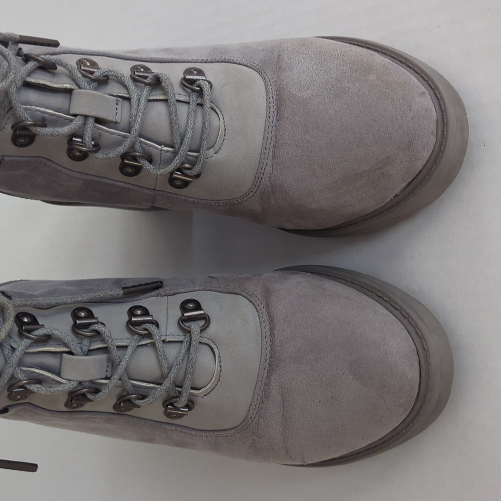 Felixa Faux Leather Lace Up Chunky Heeled Ankle Combat Boot 9 Gray Steampunk - Picture 11 of 16